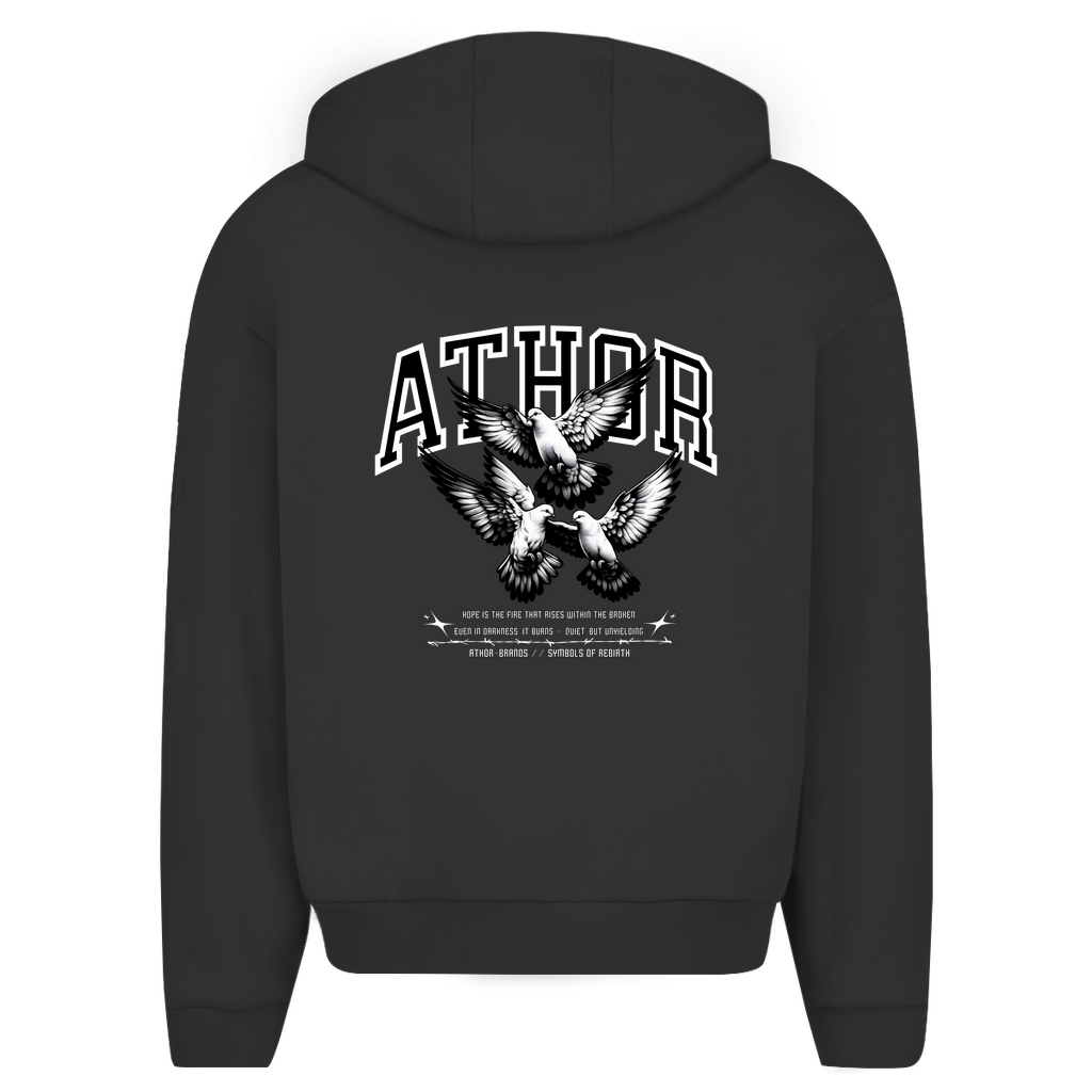 ATHOR-BRANDS Oversize Zipper Hoodie (Backprint Edition) – „Symbols of Rebirth“